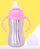 Tinny Tots 2 in 1 Steel Thermal Insulation Hot and Cold Newborn Baby Sipper/Feeding Milk Juice 290ml Bottle Feeder with Holder (Plain Pink)