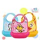 The Cheeky Kidzz Pack of 3 Baby Silicone Feeding Bib with Adjustable Velcro Strap Waterproof Stain proof Soft Material Bibs And Tray/Food Catcher (MULTI-COLORS)