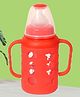 The Cheeky Kidzz Baby Borosilicate Glass Feeding Twin Handles Anti Colic Feeder Bottle BPA Free - 120 ml  (RED SLEEVE)