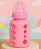 The Cheeky Kidzz Borosilicate Glass Feeding Bottle BPA Free Cover Sleeve & Anti-Colic Nipple - 120 ml  (Pink)