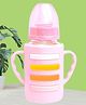 The Cheeky Kidzz Baby Borosilicate Glass Feeding Twin Handles Anti Colic Feeder Bottle BPA Free - 120 ml  (PINK STRIP)