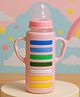 The Cheeky Kidzz Baby Borosilicate Glass Feeding Bottle Twin Handle With Silicone Cover BPA Free - 240 ml (PINK STRIP)