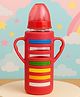 The Cheeky Kidzz Baby Borosilicate Glass Feeding Bottle Twin Handle With Silicone Cover BPA Free - 240 ml (RED STRIP)