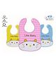 The Cheeky Kidzz Pack Of 3 Newborn Baby Cotton Bear Printed Feeding Snap Button Everyday Use Aprons Bibs (BABY PRINTS)