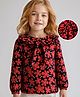 Babyhug Rayon Woven Full Peasant Sleeves Peter Pan Collared Floral Print Top - Red & Black