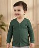Babyoye Cotton Modal Blend Knit Full Sleeves Front Open Solid Colour Thermal Vest - Dark Green