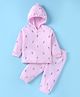 Tango Interlock Knit Full Sleeves Hooded Night Suit With Balloons Print - Pink