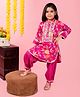 AATYA KIIDS Cotton Full Sleeves Floral Swirl Printed Kurta With Afghani Pant - Pink
