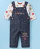 Wonderchild Full Sleeves Robots Text Embroidered Dungaree With Full Sleeves Tee - Designer Denim
