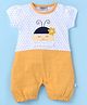 Wonderchild Half Sleeves Bee Face Embroidered & Polka Dots Printed Romper - White & Yellow