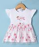 Wonderchild Sleeveless Typography Embroidered Floral Printed Fancy Baby Dress - White