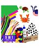 VibhutiCrafts 5-in-1 Craft Bundle  Pipe Cleaner Craft Kit with Pom Poms, Googly Eyes, Craft Glue, and A5 Multicolor Cardstock | Art Supplies for Boys & Girls