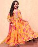 BIBA Half Sleeves Floral Printed & Sequin Embroidered Lehenga Choli Set - Yellow