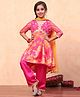 BIBA Three Fourth Sleeves Floral Printed & Lace Embellished Kurta & Pant With Dupatta Set - Pink
