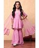 BIBA Half Sleeves Floral Embroidered & Lace & Sequins Embellished Kurta & Sharara With Dupatta Set - Pink