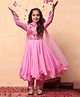 BIBA Full Sleeves Floral Printed & Sequins & Lace Embellished Kurta & Pant With Dupatta Set - Pink