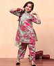 BIBA Three Fourth Sleeves Floral Printed Kurta With Coordinating Salwar & Dupatta Set - Green