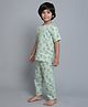 Little Clothing Cotton Woven Half Sleeves Animals Printed Tee & Coordinating Pajama Set - Green