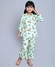 Little Clothing Cotton Woven Three Fourth Sleeves Animals Printed Top & Coordinating Pajama Set - Green