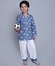 Little Clothing Cotton Woven full Sleeves Cars Printed Shirt & Coordinating Pajama Set - Blue