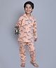 Little Clothing Cotton Woven Full Sleeves Zebras Printed Shirt & Coordinating Pajama Set - Orange