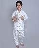 Little Clothing Cotton Woven Full Sleeves Space Theme Printed Shirt & Coordinating Pajama Set - White