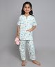 Little Clothing Cotton Woven Half Sleeves Beach  Printed Top & Coordinating Pajama Set - Cream