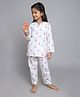Little Clothing Cotton Woven Full Sleeves Boats & Animals Printed Top & Coordinating Pajama Set - Off White