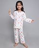 Little Clothing Cotton Woven Full Sleeves Camels Printed Top & Coordinating Pajama Set - Cream