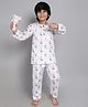 Little Clothing Cotton Woven Full Sleeves Boats & Animal Printed Tee & Coordinating Pajama Set - Off White