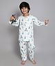 Little Clothing Cotton Woven Full Sleeves Animals Printed Tee & Coordinating Pajama Set - White