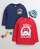 BUMZEE Cotton Pack Of 2 Full Sleeves Game Remote & I Paused My Game Text Printed Tees - Navy Blue & Red