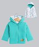 BUMZEE Cotton Full Sleeves Car Printed & Embroidered Hooded Reversible Jacket - Green & White