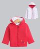 BUMZEE Cotton Full Sleeves Paws Text Embroidered Hooded Reversible Jacket - Red & White