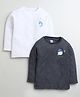 BUMZEE Pack Of 2 Full Sleeves Cool Dude Text & Elephant Printed Thermal Tees - White & Charcoal Grey