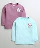 BUMZEE Pack Of 2 Full Sleeves Star & Ice Cream Printed & Striped Thermal Tees - Sky Blue & Mauve