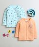 BUMZEE Pack Of 2 Full Sleeves Penguins Printed Tees - Orange & Sky Blue