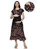 Nejo Rayon Half Sleeves Floral Printed Maternity Dress With Concealed Zipper For Nursing Access - Blue