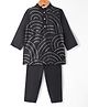 Lil' Drama Cotton Full Sleeves Abstract Embroidered Kurta Pyjama Set - Black