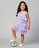 Lil' Drama Sleeveless Foil Butterfly Printed Layered Dress - Lavender