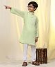 P-MARK Cotton Full Sleeves Abstract Printed Kurta Pyjama Set - Green