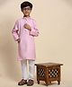 P-MARK Cotton Full Sleeves Abstract Printed Kurta Pyjama Set - Pink