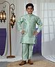 P-MARK Full Sleeves Solid Kurta Pant With Sequin Embellished Jacket - Green