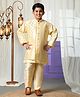 P-MARK Full Sleeves Abstract Embroidered Kurta With Solid Pant - Yellow
