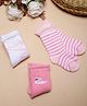 PASSION PETALS Cotton Pair Of 3 Striped & Duck Printed Socks - Pink