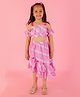Lil' Drama Cotton Cold Shoulder Tie Dye Effect Top With Coordinating Skirt - Lavender