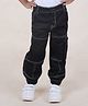 Kiddopanti Solid Embroidered Pocket Detailed Cargo Pant - Black