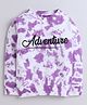 3PIN Full Sleeves Perspective Text Printed Sweatshirt - White & Purple