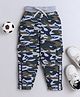 3PIN Full Length Camouflage Printed Joggers - Grey Melange & Blue