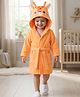 Babyhug Cotton Woven Full Sleeves Hooded Bath Robe With Giraffe Applique - Orange